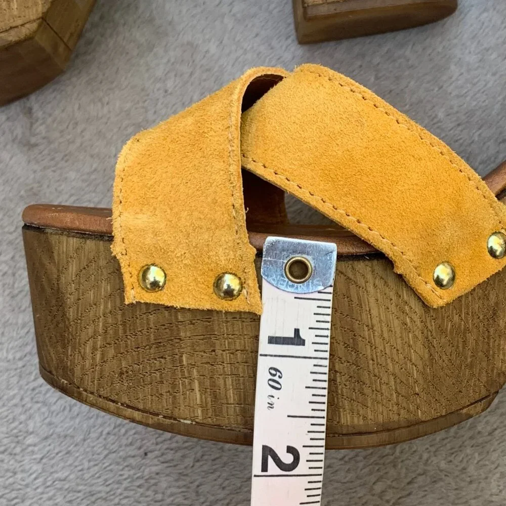 Aldo Deleniel Suede and Wooden Platform Block Heels Sz9 - Picture 14 of 16